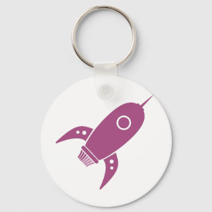 Tjock Retro Rocket Frakt Rosa Nyckelring