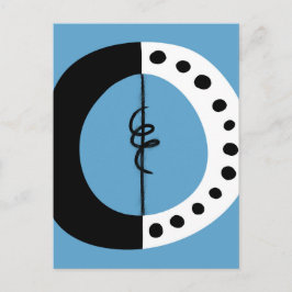 Tjock ring svart vit och blå brevkort vykort