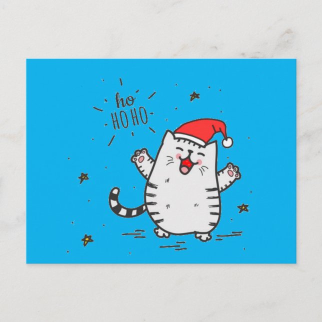 Tjock Santa Cat Vykort (Framsida)