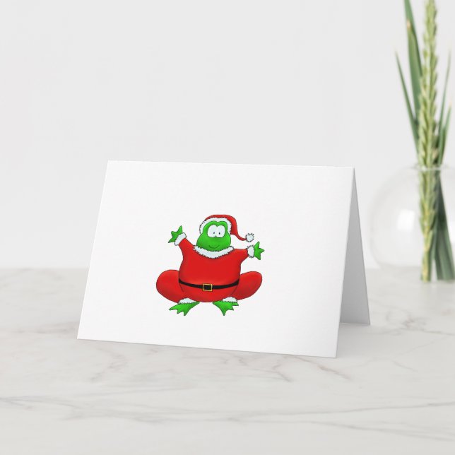 Tjock Santa Frog Helgkort (Framsida)