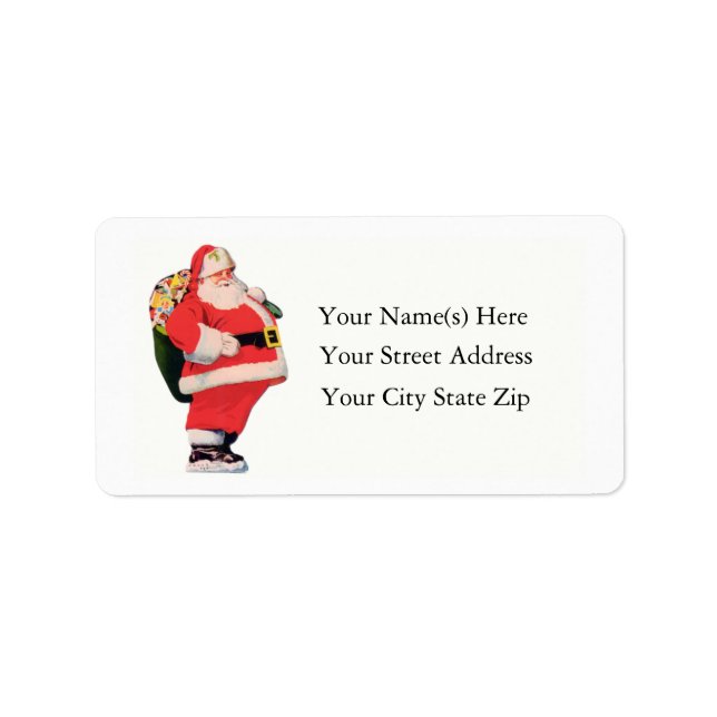 Tjock Santa Vintage-adressetikett Adressetikett (Framsidan)