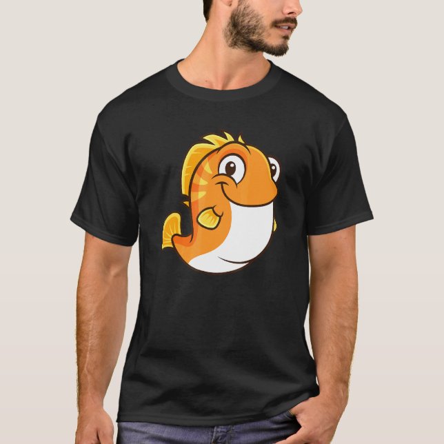 Tjock Söt Rund Fisk Orange Fisk T Shirt (Framsida)