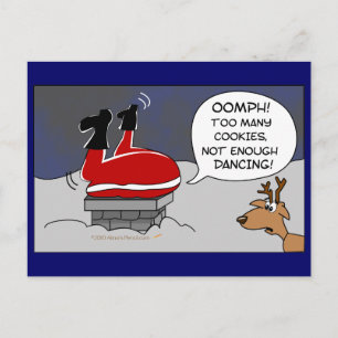 Tjock Stuck Santa Funny jul Dancing Tecknad Helg Vykort