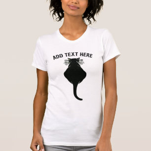 Tjock Svart katt Bakåt, redigera text T-shirt