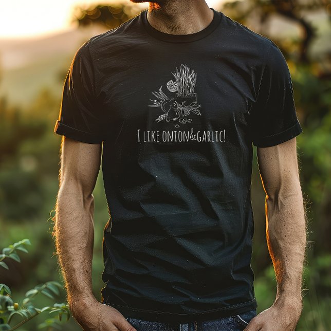 Tjock svartvit lök och vitlök t shirt (Skapare uppladdad)