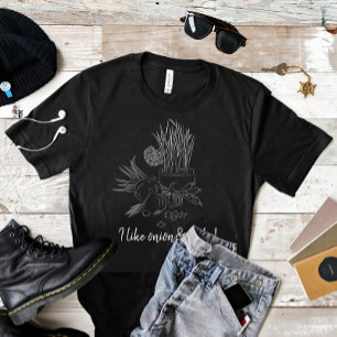 Tjock svartvit lök och vitlök t shirt