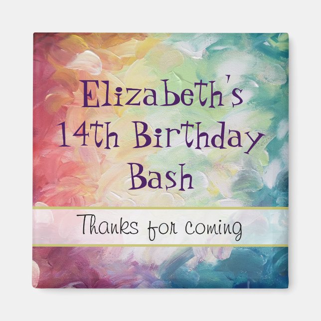 Tjock texturerad Abstrakt Paint Tack Birthday Magnet (Framsidan)