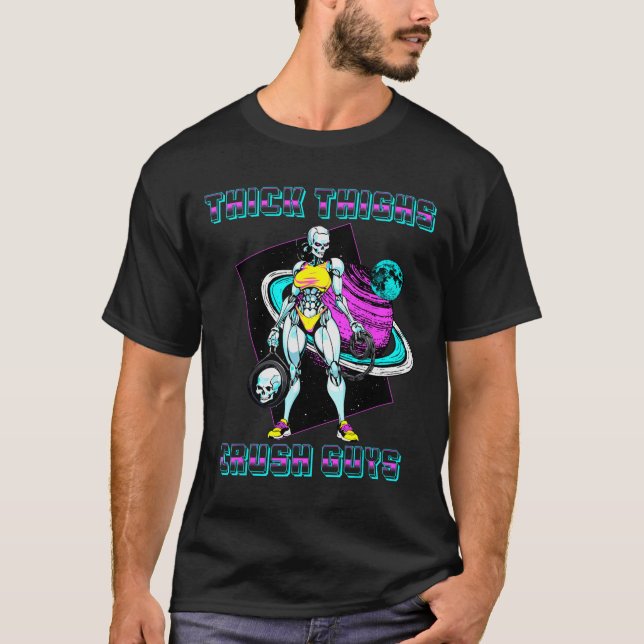 Tjock Thighs Crush Killar Weightlift Bodybuilding T Shirt (Framsida)