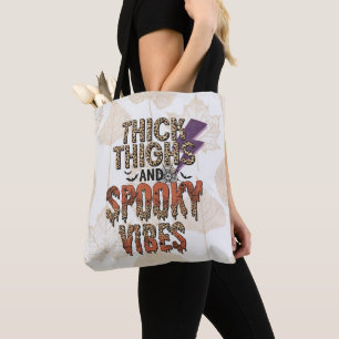 Tjock Thighs och Spooky Vibes Guld Halloween Tygkasse