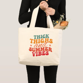 Tjock Thighs & Summer Vibes Beach Livsmedel Jumbo Tygkasse