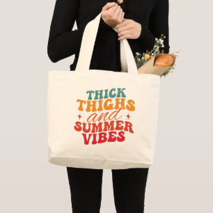 Tjock Thighs & Summer Vibes Beach Livsmedel Jumbo Tygkasse
