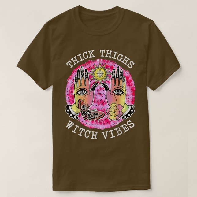 Tjock Thighs Witch Vibes Halloween Witch Hex T Shirt (Design framsida)