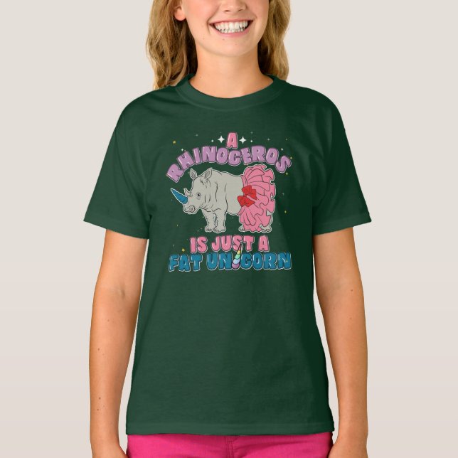 Tjock Unicorn är Rhinoceros Animal Birthday Gag T Shirt (Framsida)
