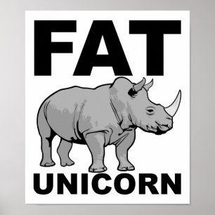Tjock Unicorn Rhino Funny Poster