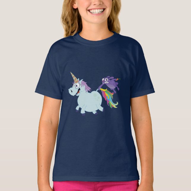 Tjock Unicorn Sparar dagen T Shirt (Framsida)