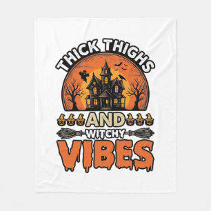 Tjocka lår Häxiga vibrationer Halloween-tröja Desi Fleecefilt