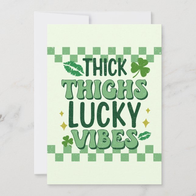 Tjocka lår Lucky Vibes St. Patrick's Day Julkort (Framsida)