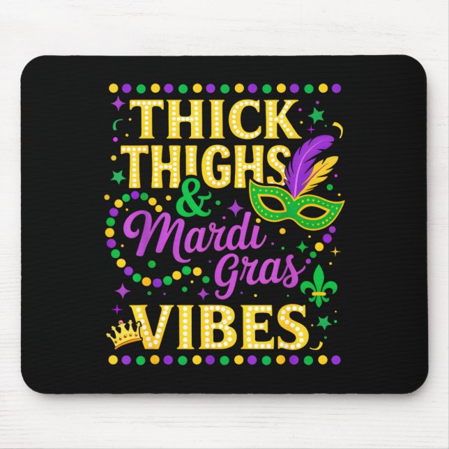 Tjocka lår Mardi Gras stämning Fleur De Lis mask  Musmatta (Framsidan)