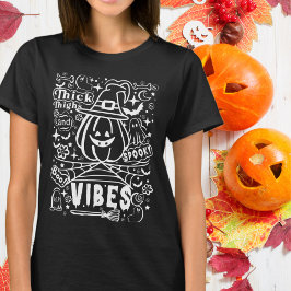 Tjocka lår och kusliga vibbar Vit Halloween T Shirt