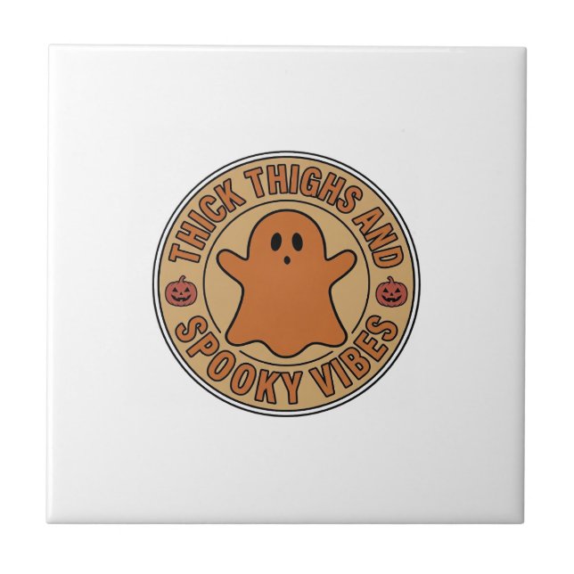Tjocka lår och läskiga stämningar Ghost Halloween  Kakelplatta (Framsidan)