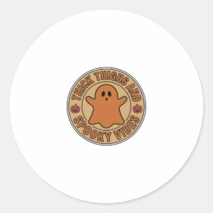 Tjocka lår och läskiga stämningar Ghost Halloween Runt Klistermärke