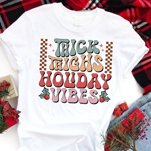 Tjocka lår Semestervibbar Retro jul T Shirt