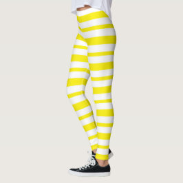 Tjocka och Thin gult- och vitrandar Leggings