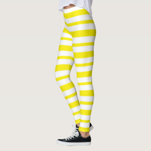Tjocka och Thin gult- och vitrandar Leggings