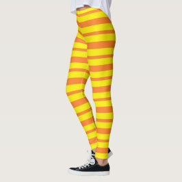 Tjocka och tunna orange- och gultrandar leggings