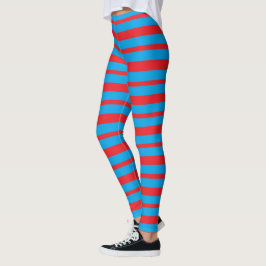 Tjocka och tunna röda och turkosrandar leggings