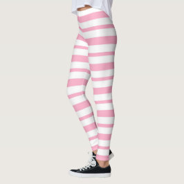 Tjocka och tunna rosa- och vitrandar leggings