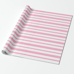 Tjocka och tunna rosa- och vitrandar presentpapper