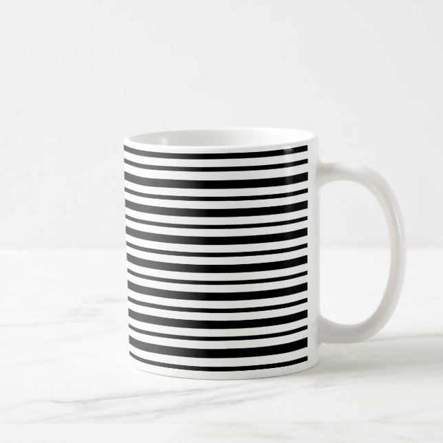 Tjocka och tunna svartvita randar kaffemugg (Höger)