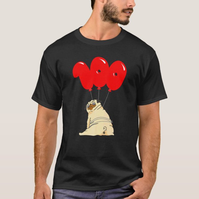 Tjocka Puggen 100-års födelsedagsfirande T Shirt (Framsida)