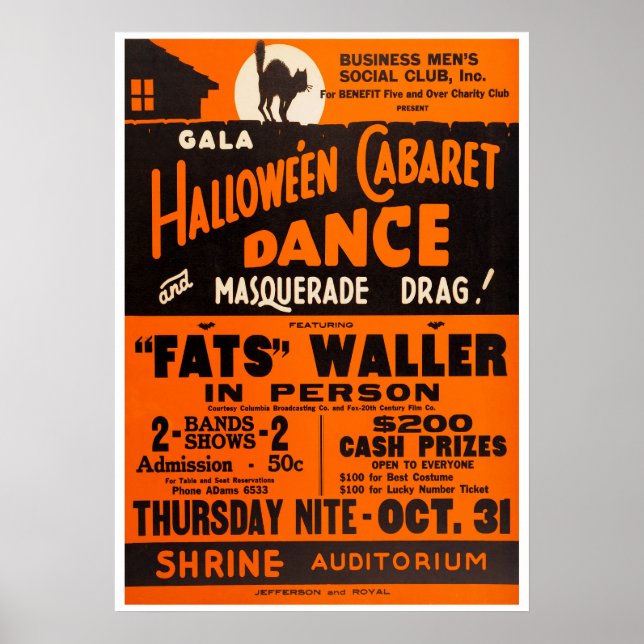 Tjockar Waller Halloween Vintage Jazz-konsert Poster (Framsidan)
