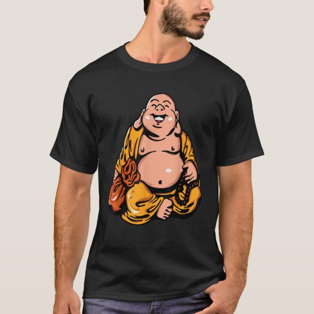 Tjocken Buddha Vector Graphic Smiling Bud T Shirt (Framsida)