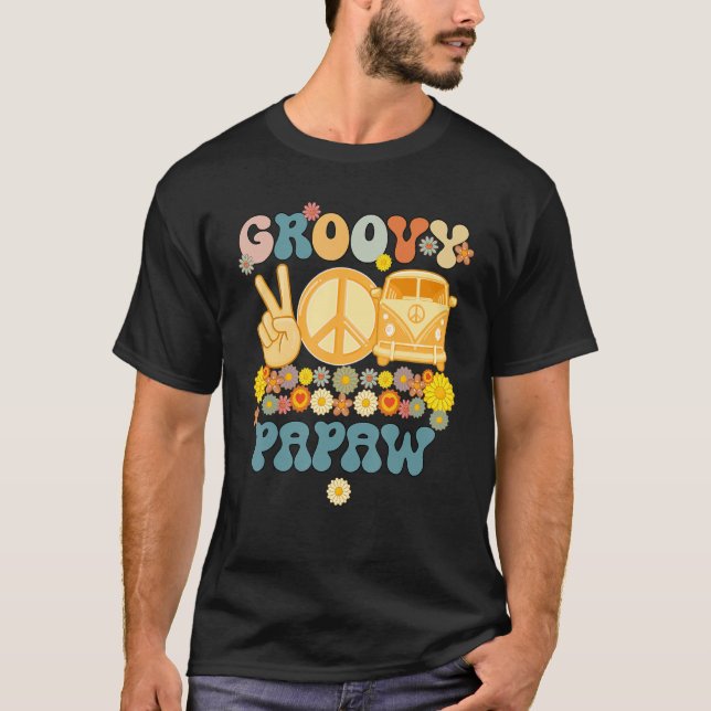 Tjocken Groovy Papaw Retro Matching Family Baby Sh T Shirt (Framsida)
