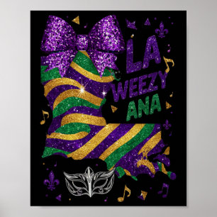 Tjocken La Weezy Ana Mardi Gras Louisiana Karta ti Poster