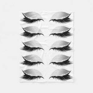 Tjockt Eyelash Glitter Black and White Fleecefilt