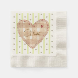 Tjockt kalligrafi hjärta mönster Grönt Brown Pappersservett