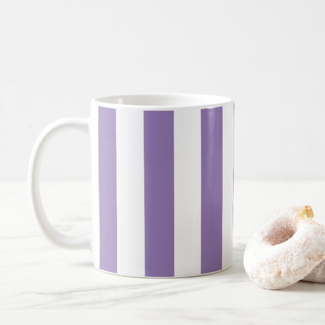 Tjockt Lodrät Rand Stripe Lavender Kaffemugg (Med munk)