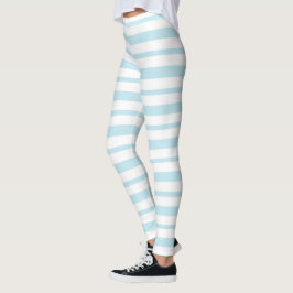 Tjockt och tjock pastellblå och vit Rand Leggings