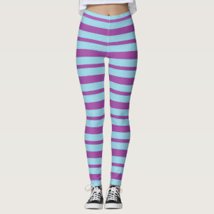 Tjockt och tjock pastellblått och Lila Rand Leggings