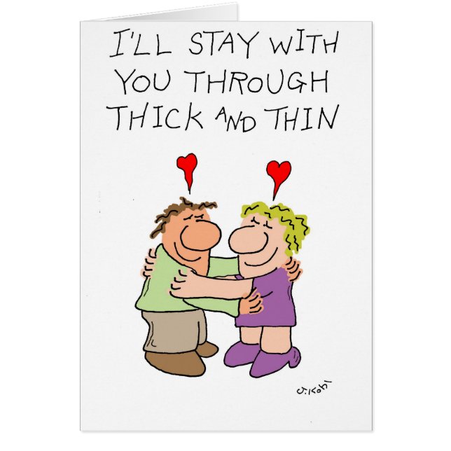 Tjockt och tunt hälsningskort (Framsidan)