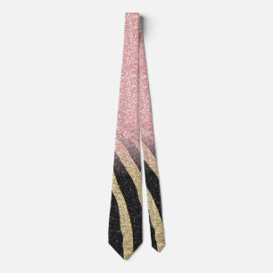 Tjockt Ro Guld Glitter Sparkles Black Zebra tryck Slips