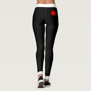 Tjockt Waistband med Red Maple Löv på baksidan Leggings