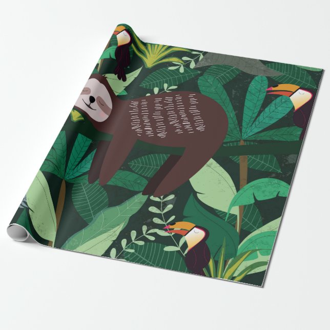Tjud i den tropiska grönten mönster presentpapper (Utrullad)