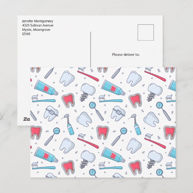 Tjud och Verktyg Dental Mönster Vykort (Fram/baksida)