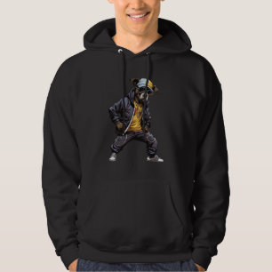 Tjudohund i hip hop hoodie