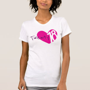 Tjugo 18 kärlek rosa hjärta 2018 dam t-shirt